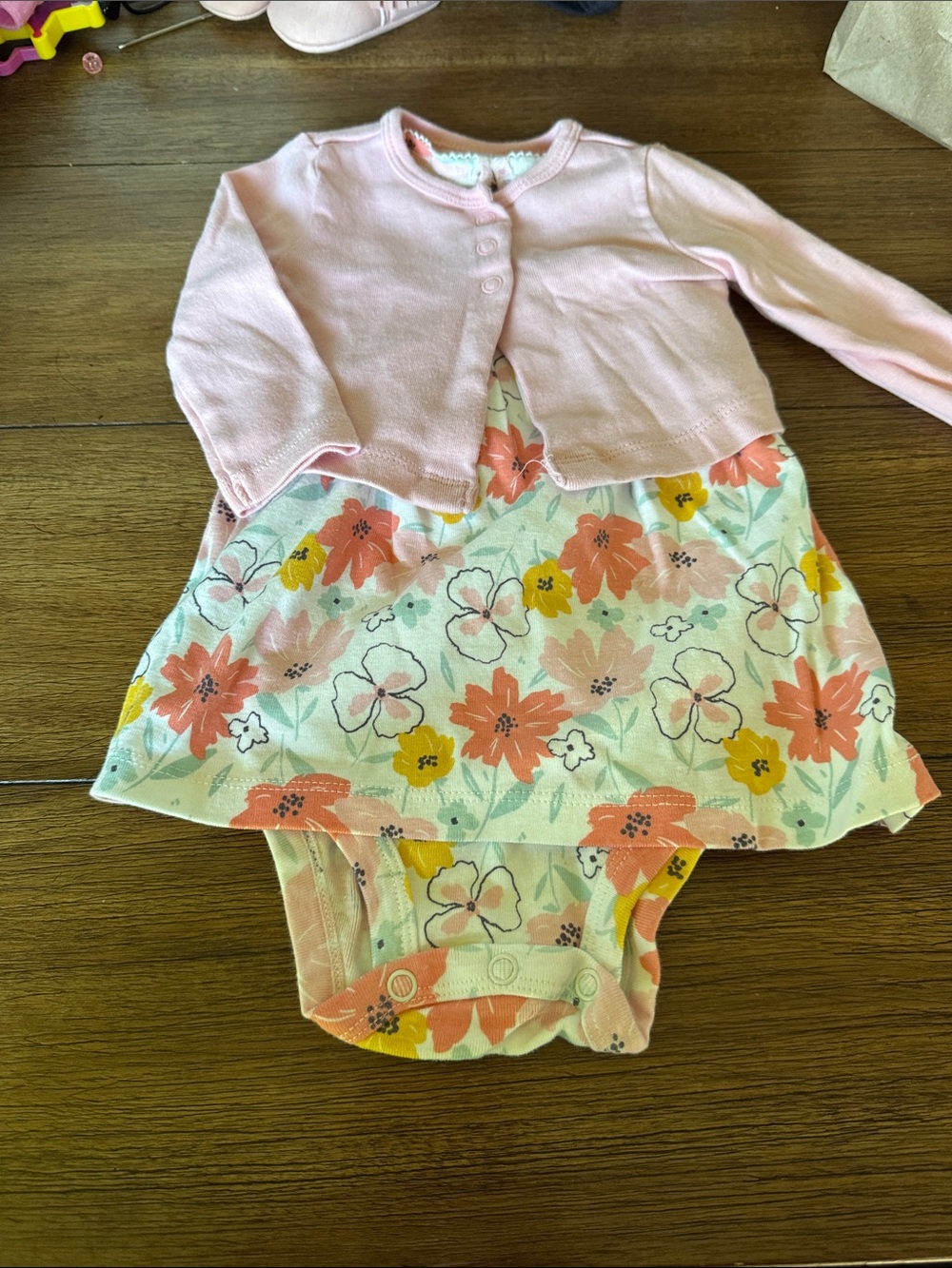Carter's Pink Floral Baby Dress Set with Cardigan
